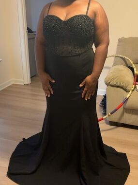 Fashion Nova Black Beaded Mermaid Prom Dress